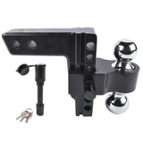 Adjustable Aluminum Trailer Hitch – 2" Receiver, Dual Ball, 6" Drop/Rise, 12,500 lb