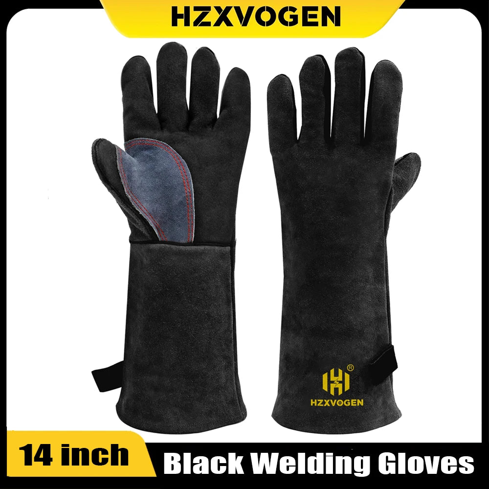 14" Premium Leather Welding Gloves – Heat Resistant TIG, MIG, ARC & BBQ Protective Gloves