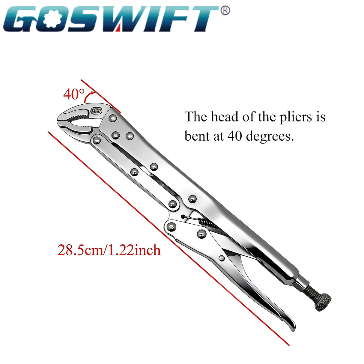 12" Extra-Long Locking Pliers – 45° Offset Long Reach Vise Grip Clamp