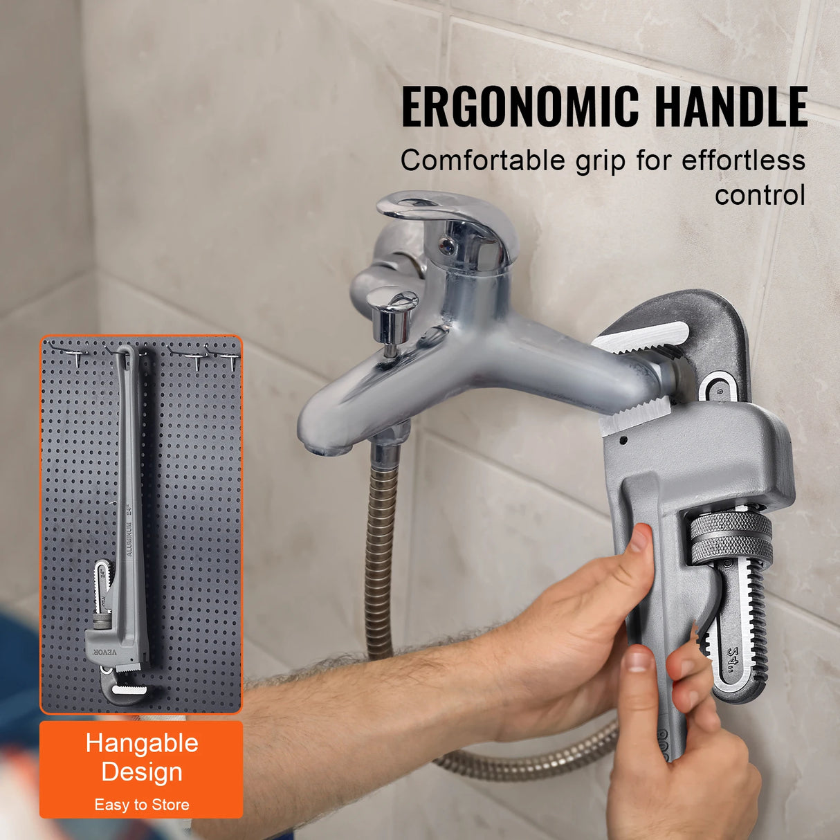 Aluminum Straight Pipe Wrench | Heavy-Duty Adjustable Plumbing Wrench