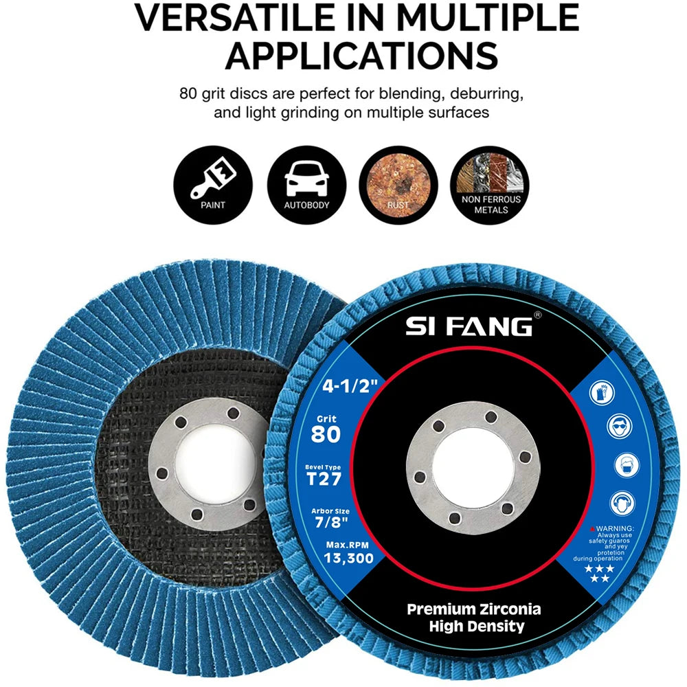4-1/2" Zirconia Flap Disc for Angle Grinder – 40/60/80/120 Grit Metal Grinding & Finishing Wheel