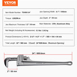 Aluminum Straight Pipe Wrench | Heavy-Duty Adjustable Plumbing Wrench