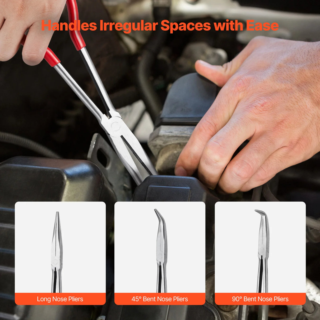 5-Piece Long Reach Precision Pliers Set – Needle Nose, Bent Nose & Cutting Pliers