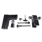 Adjustable Aluminum Trailer Hitch – 2.5" Receiver, Tri-Ball, 6" Drop/Rise, 18,500 lb