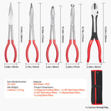 5-Piece Long Reach Precision Pliers Set – Needle Nose, Bent Nose & Cutting Pliers