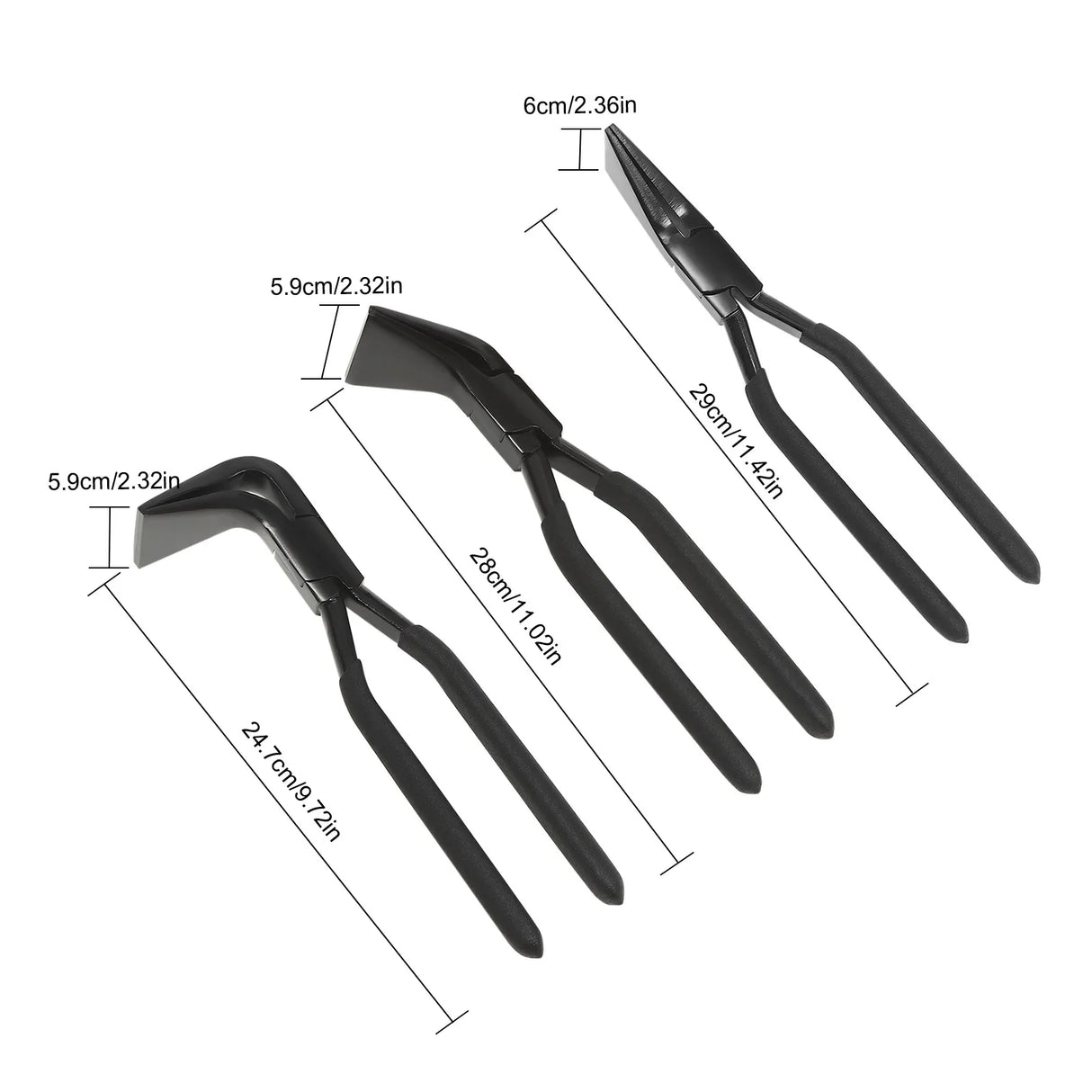 3-Piece Sheet Metal Seamer Pliers Set – Straight, 45° & 90° Bending Pliers