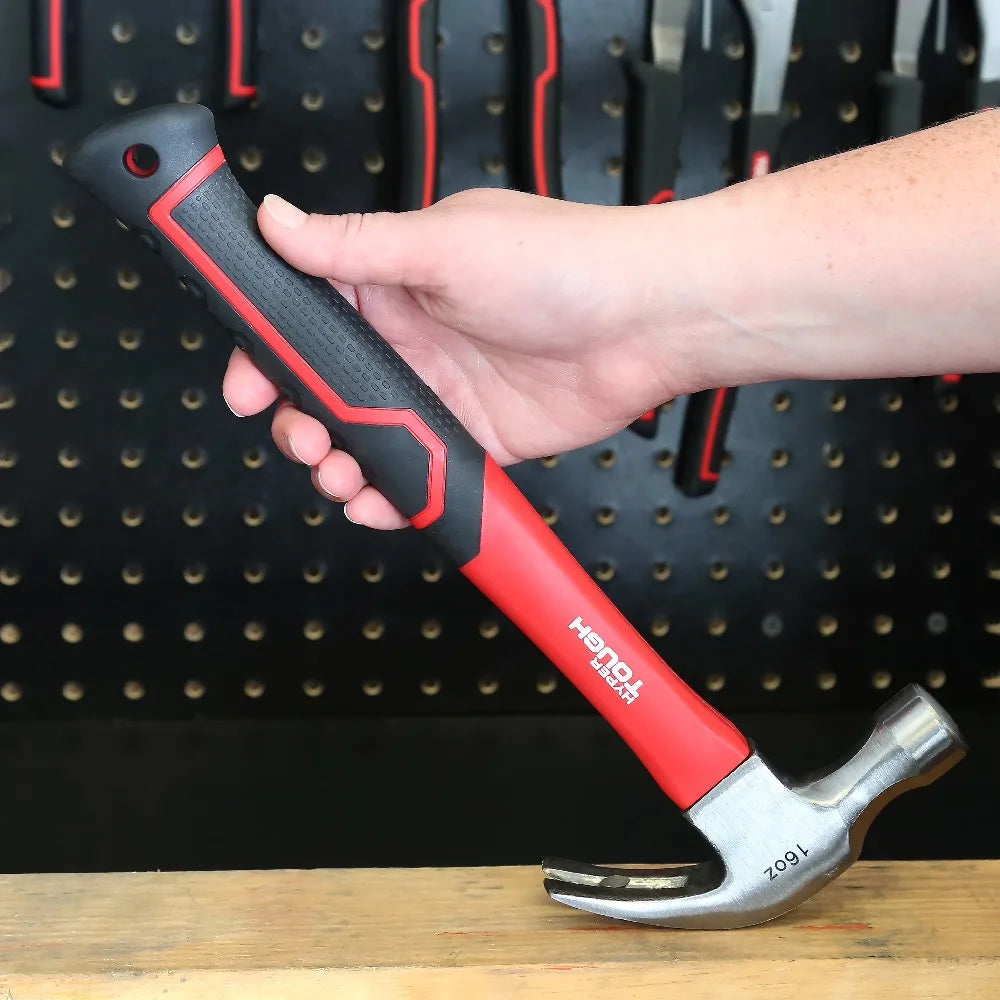16 oz Professional Claw Hammer – Fiberglass Handle with Shock-Absorbing Grip