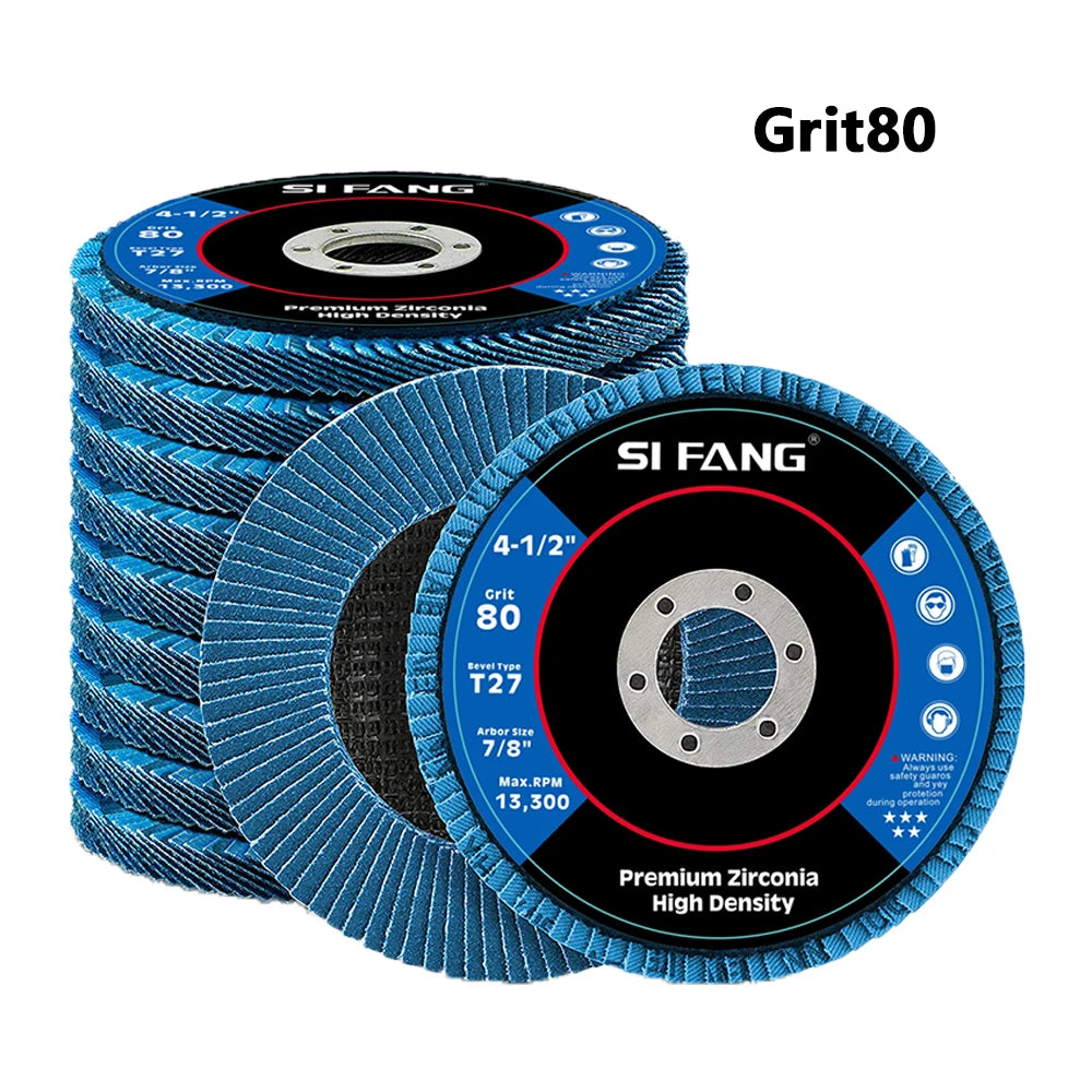 4-1/2" Zirconia Flap Disc for Angle Grinder – 40/60/80/120 Grit Metal Grinding & Finishing Wheel