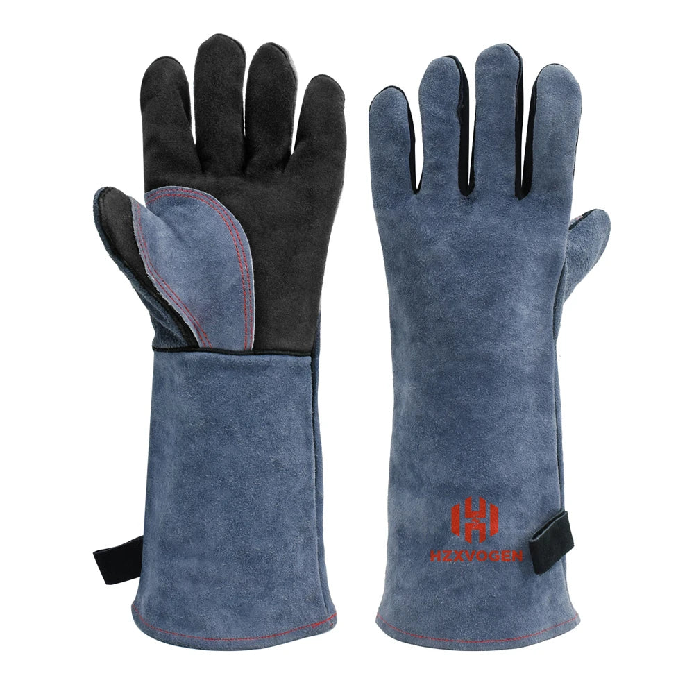 14" Premium Leather Welding Gloves – Heat Resistant TIG, MIG, ARC & BBQ Protective Gloves