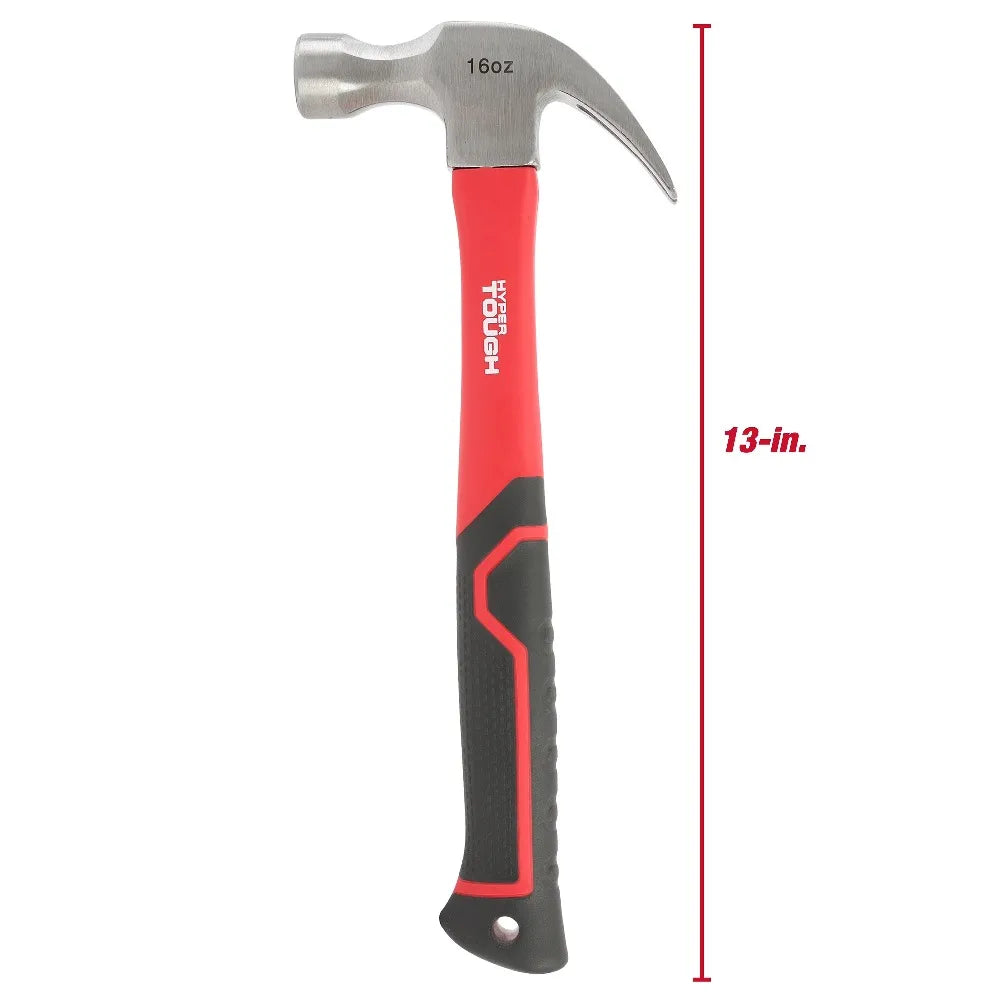 16 oz Professional Claw Hammer – Fiberglass Handle with Shock-Absorbing Grip
