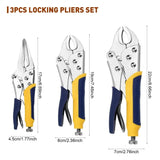 3-Piece Locking Pliers Set – 10" Curved Jaw, 7" Curved Jaw & 6-1/2" Long Nose Vise Grip Pliers