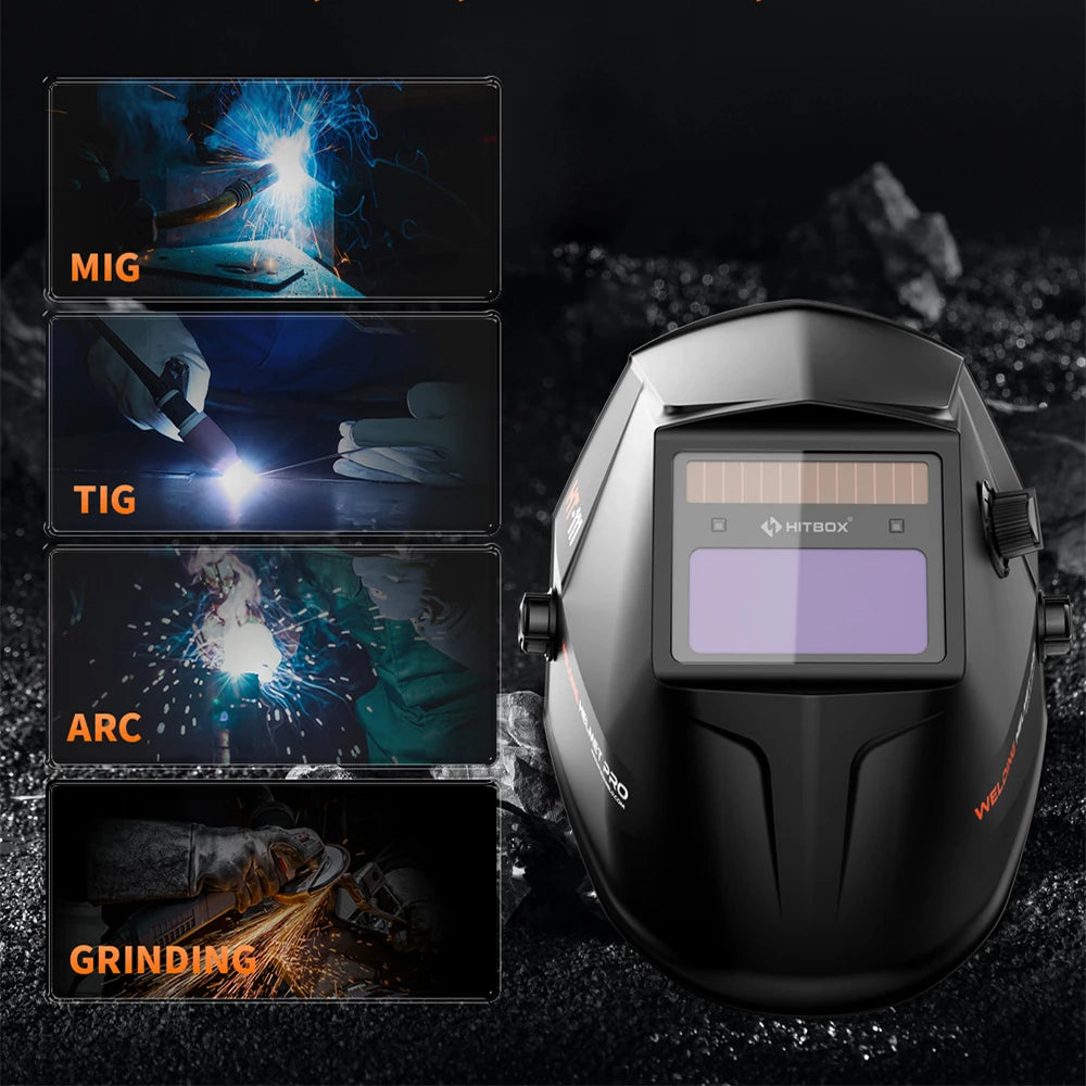 HITBOX HT-111 Auto Darkening Welding Helmet – True Color TIG, MIG & ARC Welding Mask with Adjustable Shade