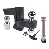 Adjustable Aluminum Trailer Hitch – 2.5" Receiver, Tri-Ball, 6" Drop/Rise, 18,500 lb