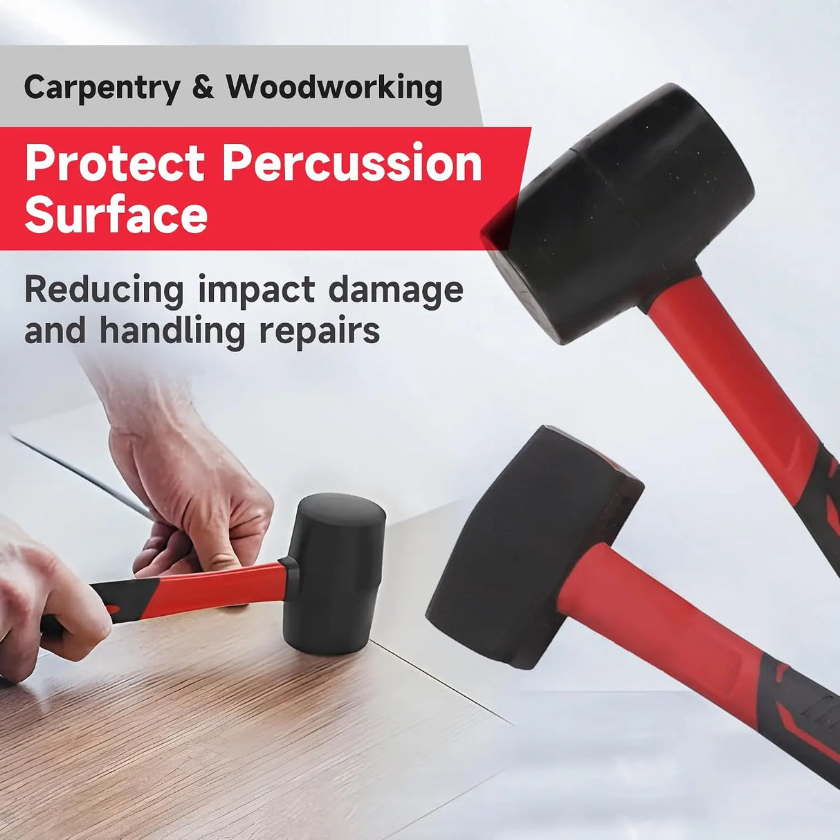 6-Piece Hammer Set – Dead Blow, Sledge, Ball Peen, Claw & Rubber Mallet with Fiberglass Handles