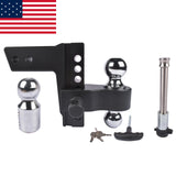 Adjustable Aluminum Trailer Hitch – 2.5" Receiver, Tri-Ball, 6" Drop/Rise, 18,500 lb