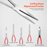 5-Piece Long Reach Precision Pliers Set – Needle Nose, Bent Nose & Cutting Pliers