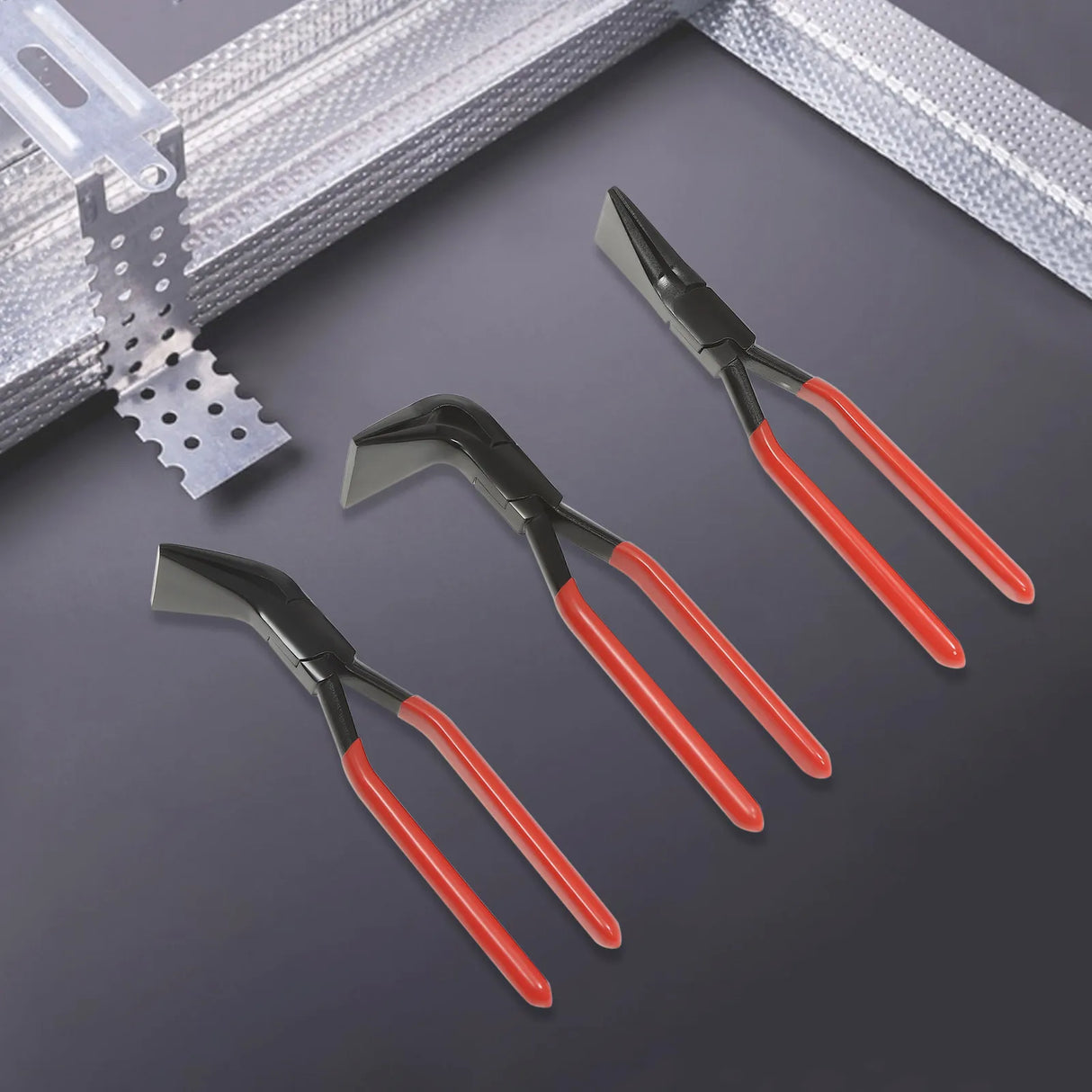 3-Piece Sheet Metal Seamer Pliers Set – Straight, 45° & 90° Bending Pliers