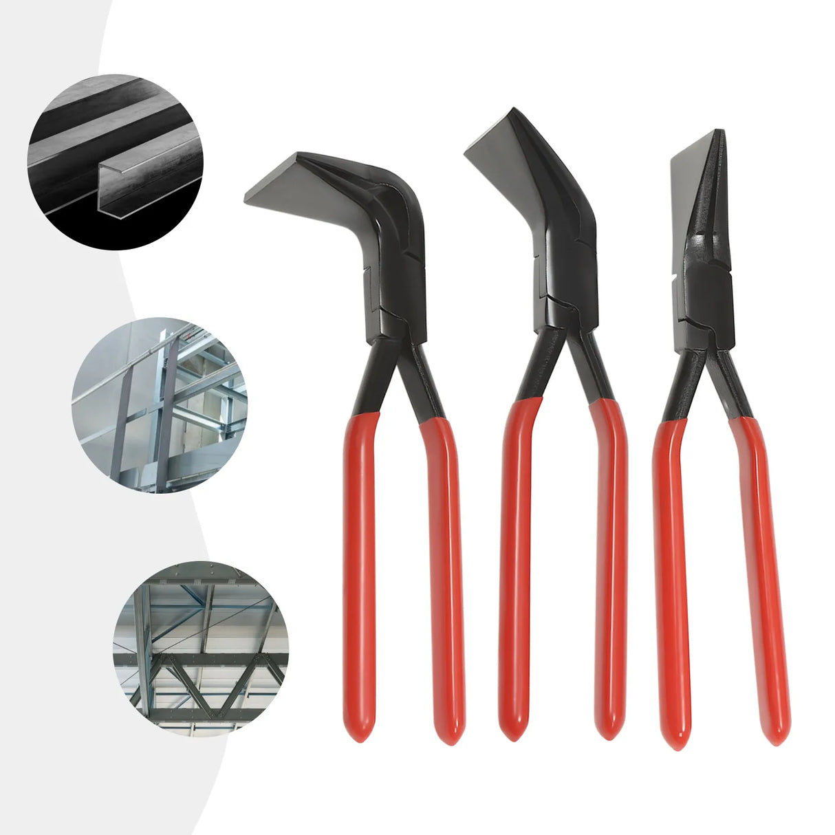 3-Piece Sheet Metal Seamer Pliers Set – Straight, 45° & 90° Bending Pliers