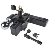 Adjustable Aluminum Trailer Hitch – 2" Receiver, Dual Ball, 6" Drop/Rise, 12,500 lb