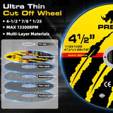 10-Piece 4-1/2" Angle Grinder Wheel Set – Cut-Off Wheels, Grinding Wheel & Flap Disc