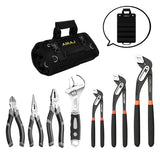 8-Piece Professional Pliers & Adjustable Wrench Set with Tool Roll – High Carbon Steel