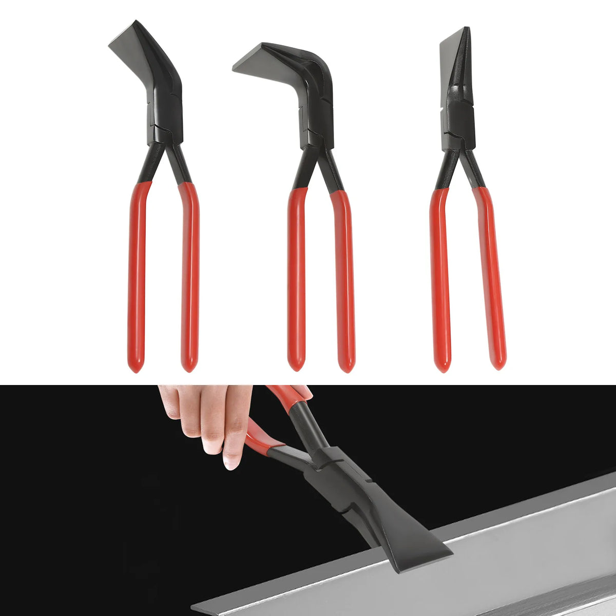 3-Piece Sheet Metal Seamer Pliers Set – Straight, 45° & 90° Bending Pliers