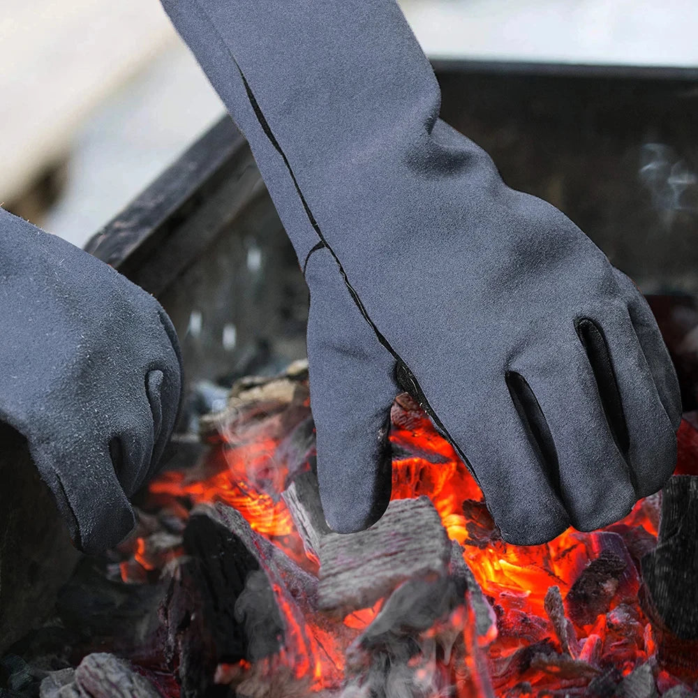 14" Premium Leather Welding Gloves – Heat Resistant TIG, MIG, ARC & BBQ Protective Gloves