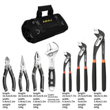 8-Piece Professional Pliers & Adjustable Wrench Set with Tool Roll – High Carbon Steel