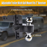 Adjustable Aluminum Trailer Hitch – 2" Receiver, Dual Ball, 6" Drop/Rise, 12,500 lb