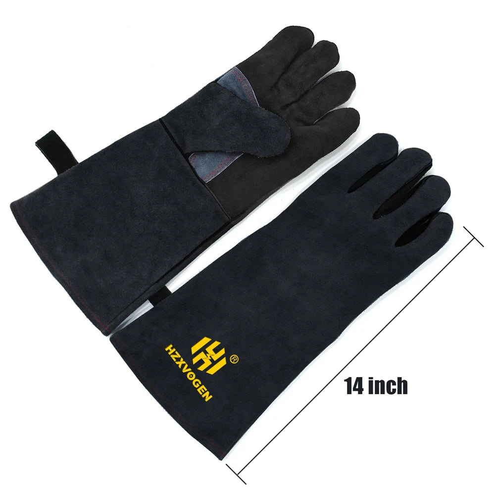 14" Premium Leather Welding Gloves – Heat Resistant TIG, MIG, ARC & BBQ Protective Gloves