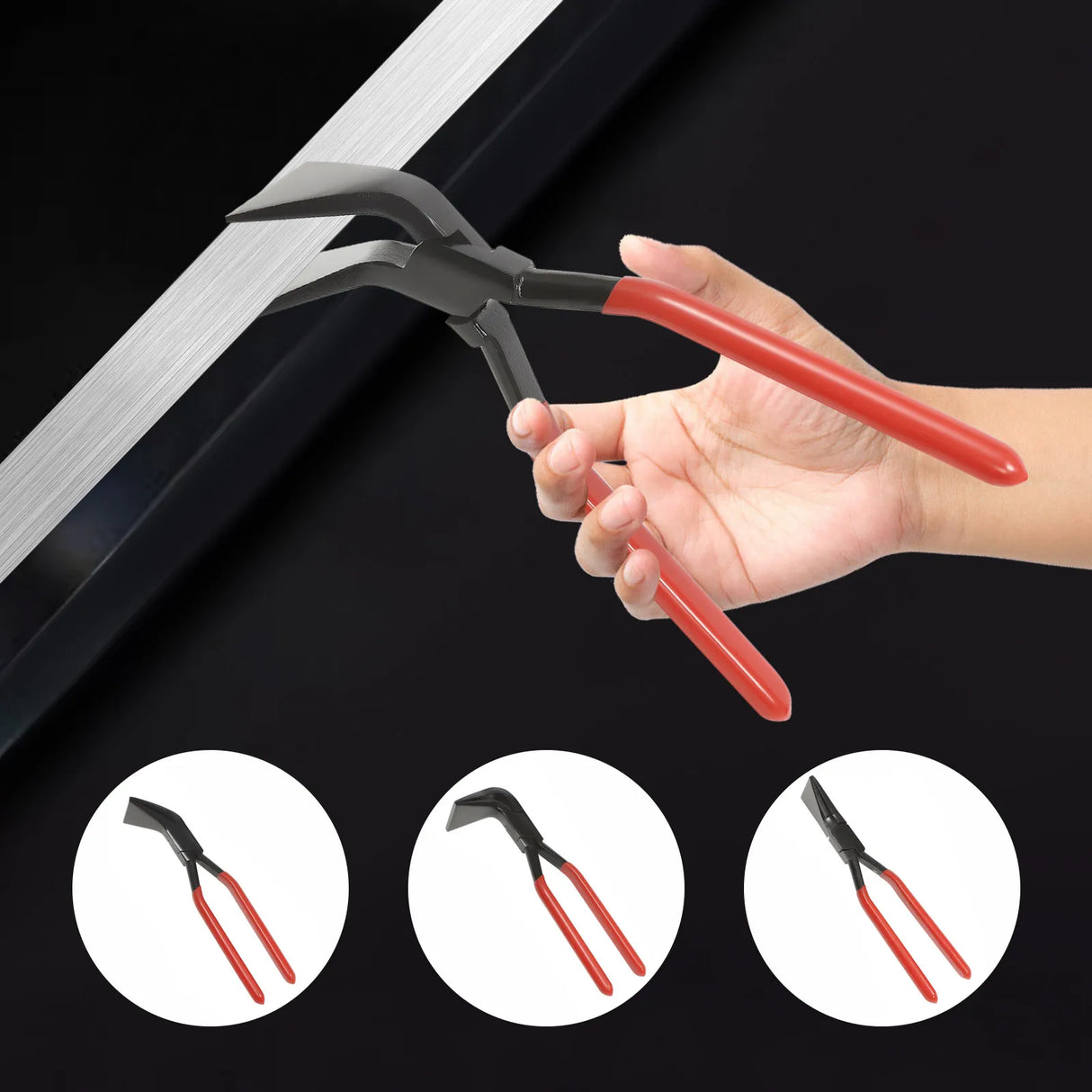 3-Piece Sheet Metal Seamer Pliers Set – Straight, 45° & 90° Bending Pliers