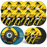 10-Piece 4-1/2" Angle Grinder Wheel Set – Cut-Off Wheels, Grinding Wheel & Flap Disc