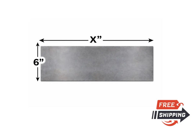 A36 steel plate, 1/4" thick x 6" wide, precision cut for structural applications.