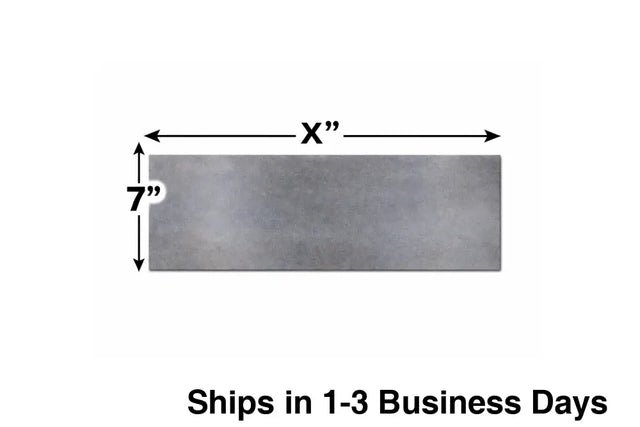 A36 steel plate, 1/4" thick x 7" wide, ideal for structural and fabrication applications.