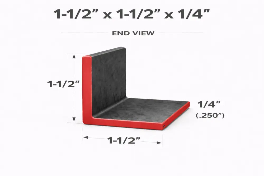 Angle Iron - 1-1/2’’ x 1-1/2’’ x 1/4’’(0.250’’) - Select Length - 1-1/2 x 1-1/2