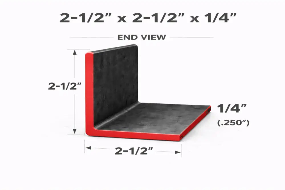 Angle Iron - 2-1/2’’ x 2-1/2’’ x 1/4’’(0.250’’) - Select Length - 2-1/2 x 2-1/2