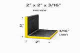 Angle Iron - 2’’ x 2’’ x 3/16’’(0.188’’) - Select Length - 2 x 2