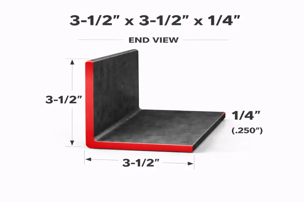 Angle Iron - 3-1/2’’ x 3-1/2’’ x 1/4’’(0.250’’) - Select Length - 3-1/2 x 3-1/2