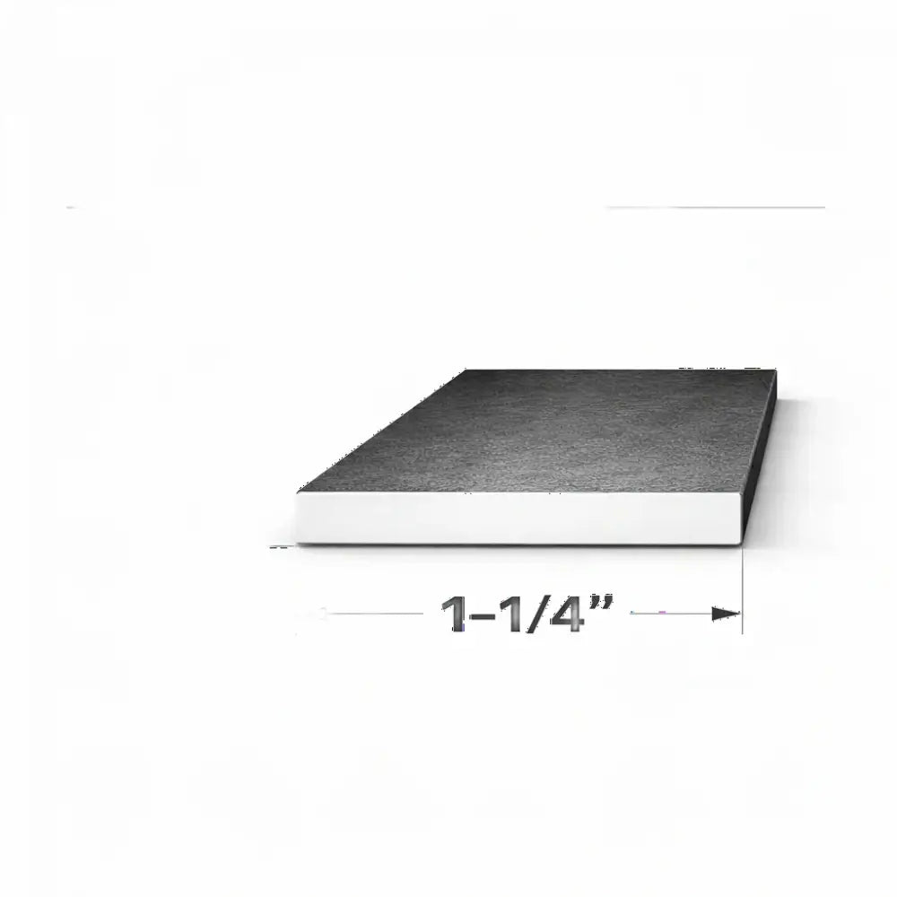 End view of flat bar measuring 1/8" x 1-1/4", showcasing dimensions for structural applications.