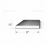 End view of flat bar measuring 1/8" x 1" showing dimensions for steel projects.