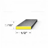 End view of a flat bar measuring 3/16" x 1/2" wide, highlighting its dimensions for construction projects.