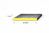 End view of flat bar measuring 3/16" x 3-1/2", showcasing dimensions for steel bar applications.