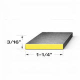 3/16" x 1-1/4" flat bar end view showing dimensions for structural and fabrication applications.