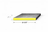 End view of flat bar measuring 3/16" x 2-1/2" with dimensions shown, showcasing flat bar material.