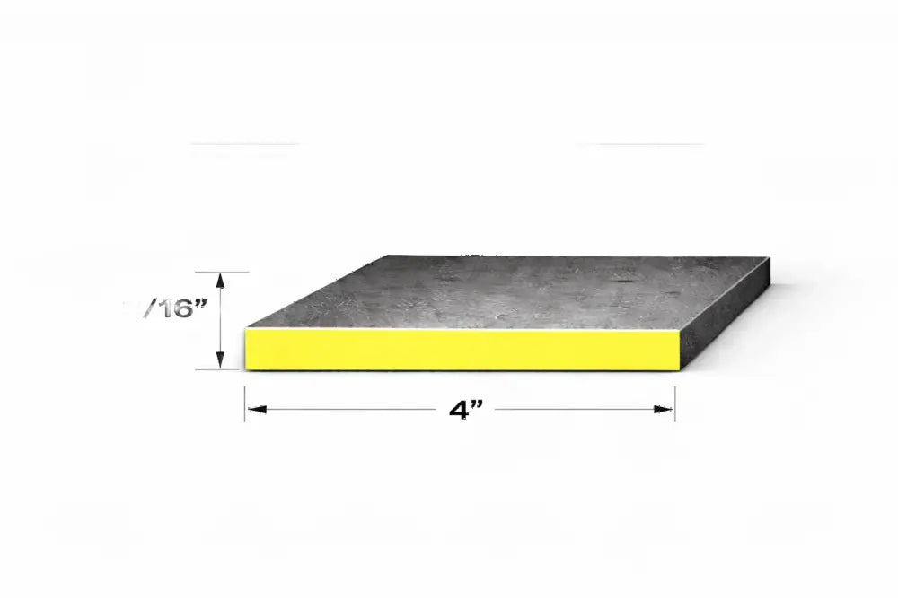 End view of Flat Bar-3/16" x 4" showing dimensions and yellow highlighting.