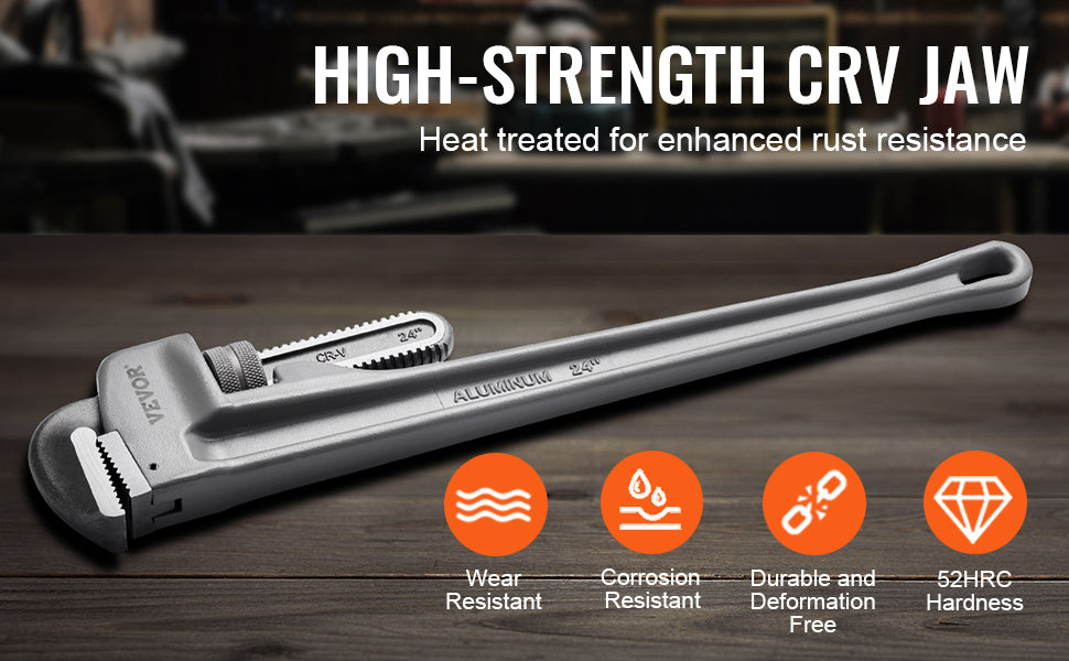 Aluminum Straight Pipe Wrench | Heavy-Duty Adjustable Plumbing Wrench