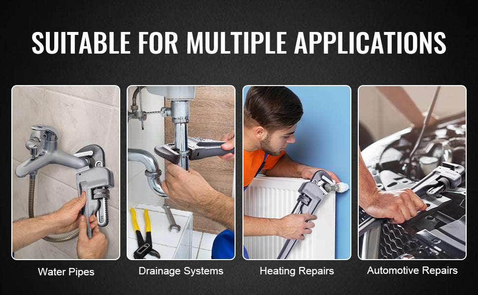 Aluminum Straight Pipe Wrench | Heavy-Duty Adjustable Plumbing Wrench