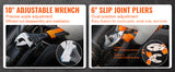 8-Piece Professional Pliers Set with Storage Roll | Groove Joint, Lineman's, Long Nose & Adjustable Wrenches