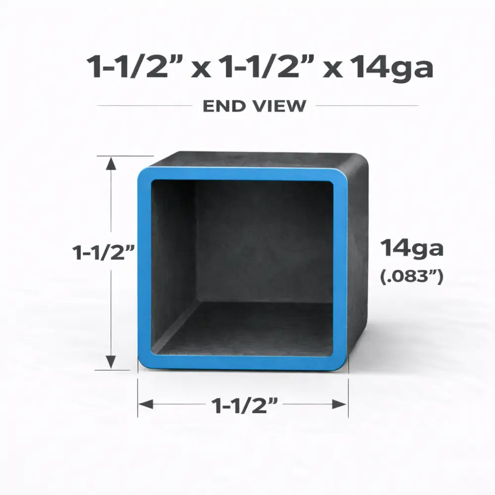 Square Steel Tubing-1-1/2’’ x 1-1/2’’ x 14ga (0.083’’)-Select Length - 1-1/2 x 1-1/2