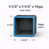 Square Steel Tubing-1-1/2’’ x 1-1/2’’ x 14ga (0.083’’)-Select Length - 1-1/2 x 1-1/2